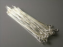 50 pcs of Silver Plated Brass Eyepins, 24 gauge, 45mm (1.75 inches) - Pim's Jewelry Supplies