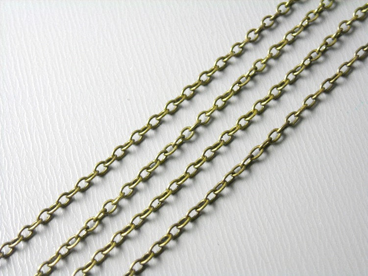 Chain - Antiqued Brass - Soldered Links - 2mm x 1.5mm - 10 feet - Pim's Jewelry Supplies