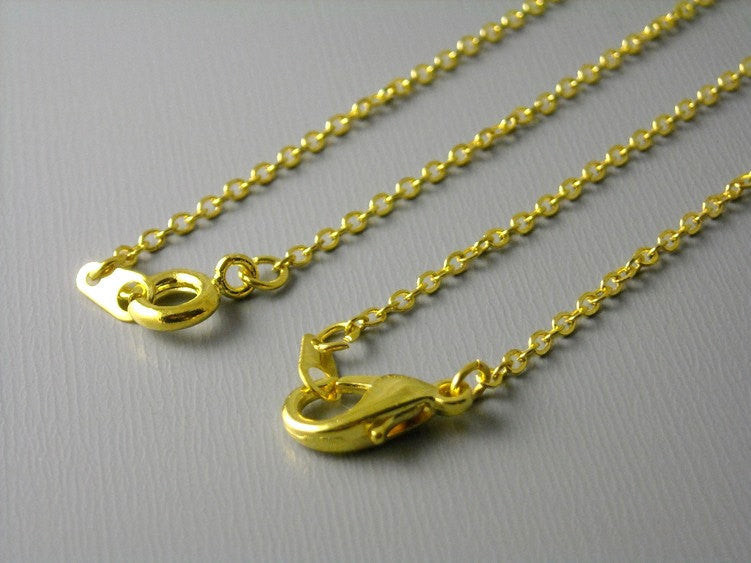 Necklace - Gold Plated - 2mm x 1.5mm - Flatten Links - 18 inches - 5 Necklaces - Pim's Jewelry Supplies