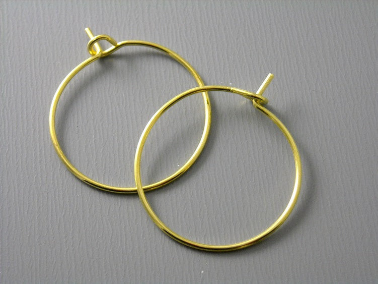 20mm 14k Gold Plated Hoop Earrings - 20 pcs - Pim's Jewelry Supplies
