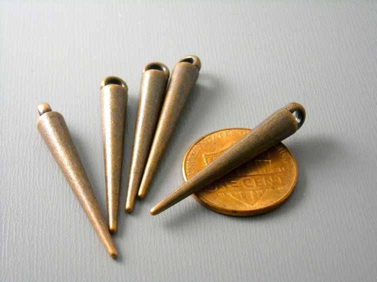 Antique Copper Spike Charm - 6 pcs - Pim's Jewelry Supplies
