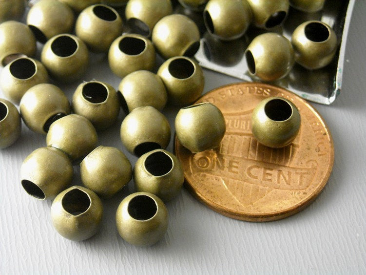 Large Antique Brass Bead, 6mm - 50 pcs - Pim's Jewelry Supplies