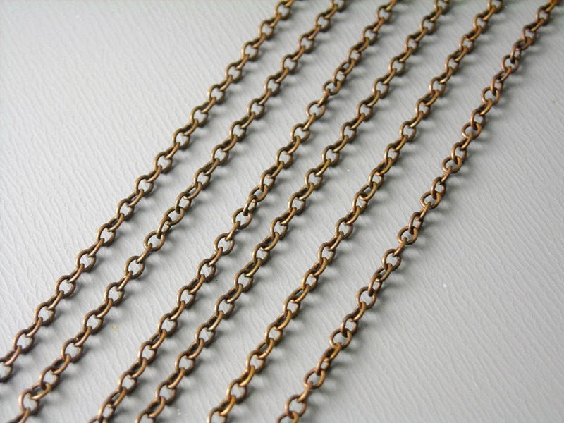10-Feet of Fine Antique Copper Plated Brass Chain, 2mm x 1.5mm - Pim's Jewelry Supplies