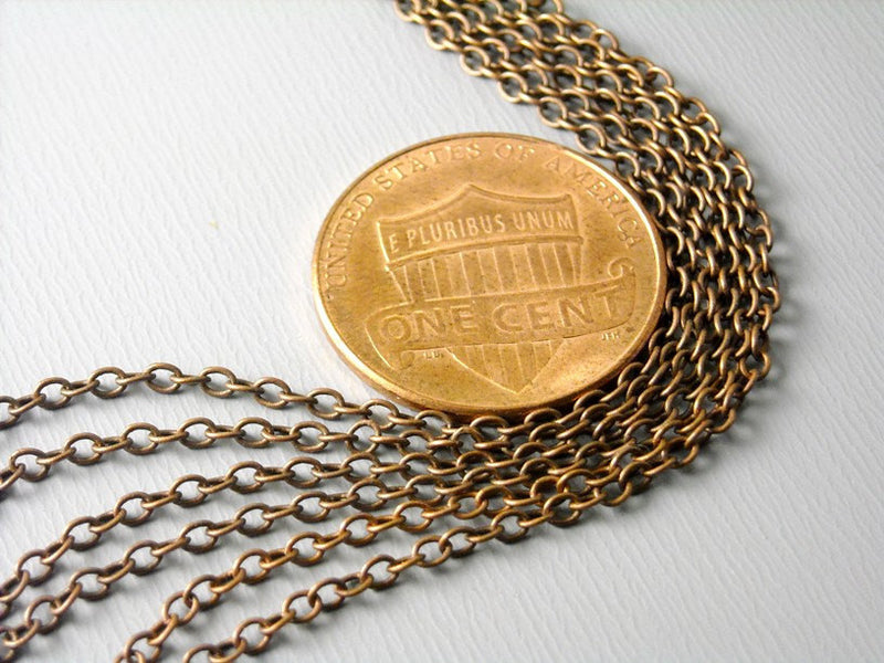 10-Feet of Fine Antique Copper Plated Brass Chain, 2mm x 1.5mm - Pim's Jewelry Supplies