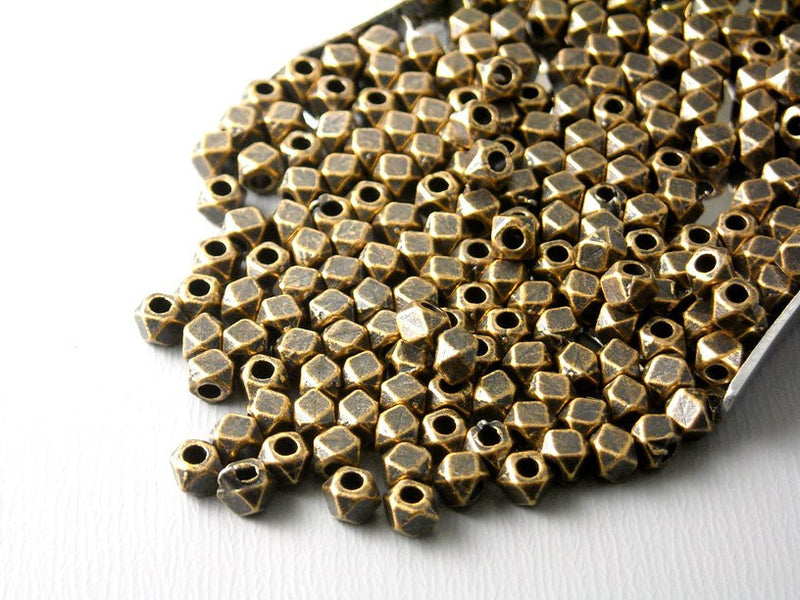Spacer - Antique Copper Plated - Hexagon Shaped - 3mm - 30 pcs - Pim's Jewelry Supplies