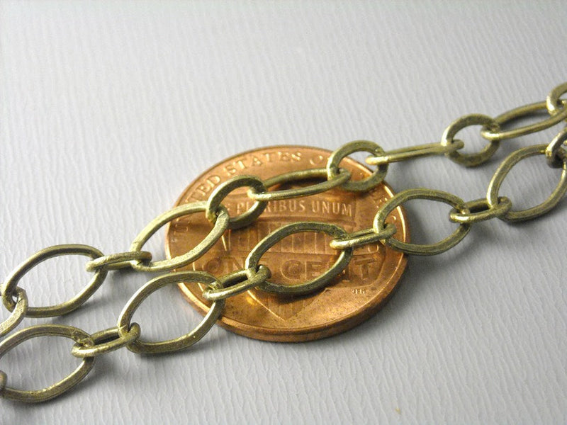 Chain - Antique Brass - Wide Soldered Link - 9mm x 6mm - 5 feet - Pim's Jewelry Supplies