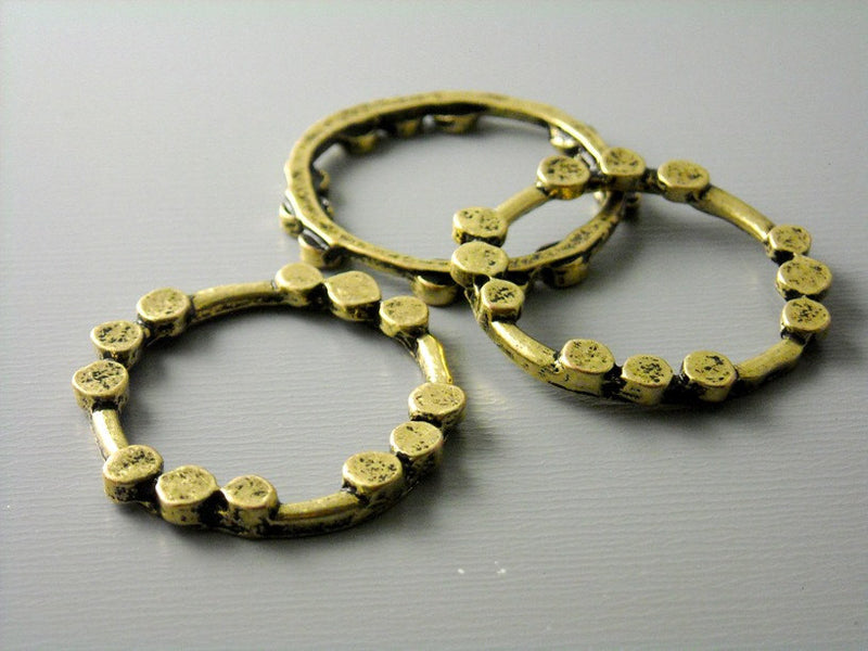 Antique Brass Circle Links Connectors - 6 pcs - Pim's Jewelry Supplies