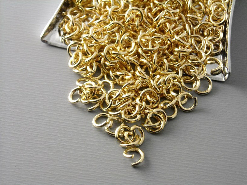 4mm KC Gold Plated Open Jump Rings - 100 pcs - Pim's Jewelry Supplies