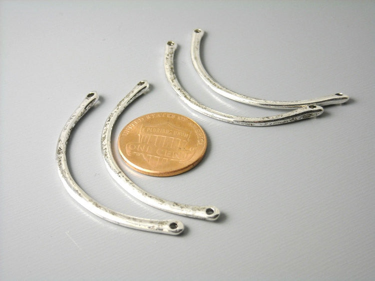 Linking Curved Bars, Antique Silver Plated - 4 pcs - Pim's Jewelry Supplies